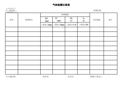 气体检测记录表