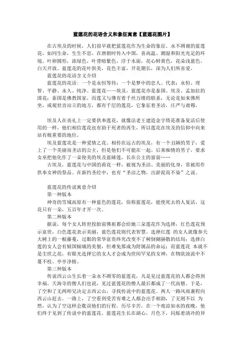 蓝莲花的花语含义和象征寓意【蓝莲花图片】