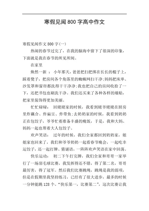 寒假见闻800字高中作文