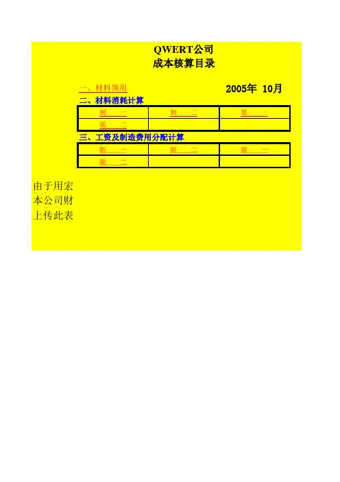 制造业成本核算表格 有自动计算的公式