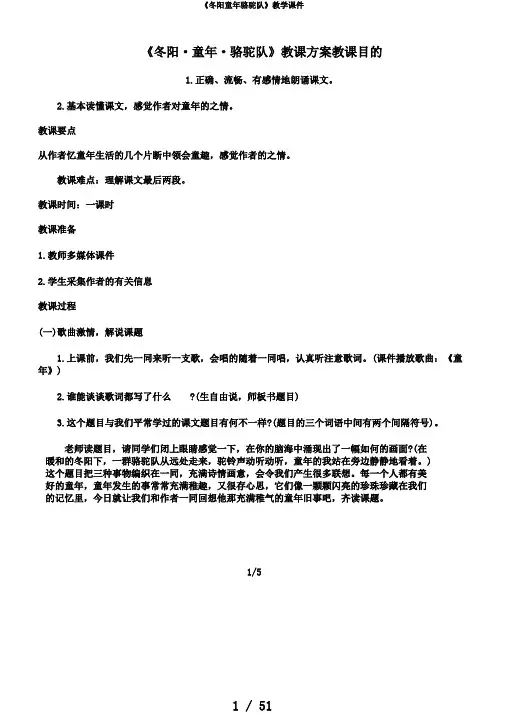 《冬阳童年骆驼队》教学课件