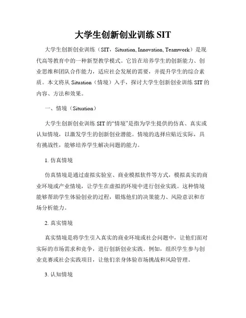 大学生创新创业训练SIT