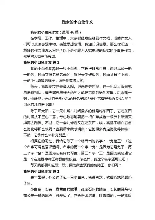 我家的小白兔作文（通用46篇）