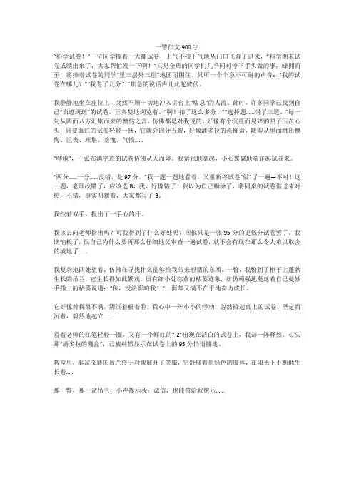 一瞥作文900字