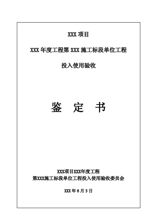 水利工程投入使用验收鉴定书