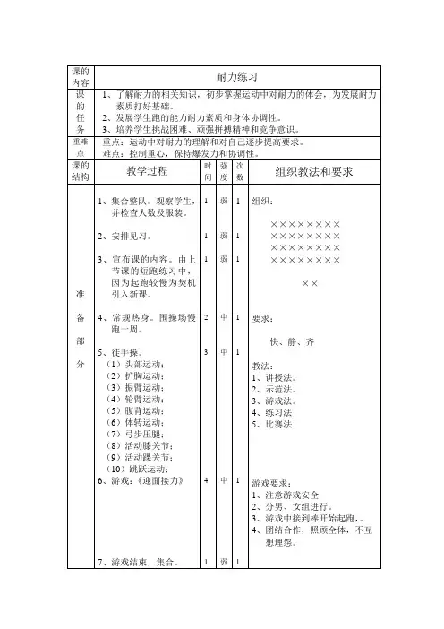 耐力训练教案