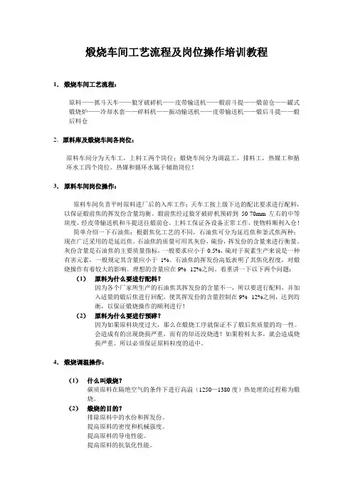 煅烧车间工艺流程及岗位操作培训课件 2