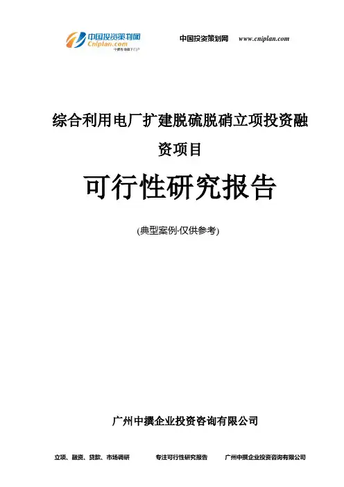 综合利用电厂扩建脱硫脱硝融资投资立项项目可行性研究报告(中撰咨询)