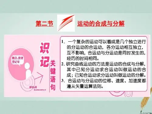 2017_2018学年高中物理第一章抛体运动第二节运动的合成与分解课件粤教版必修2