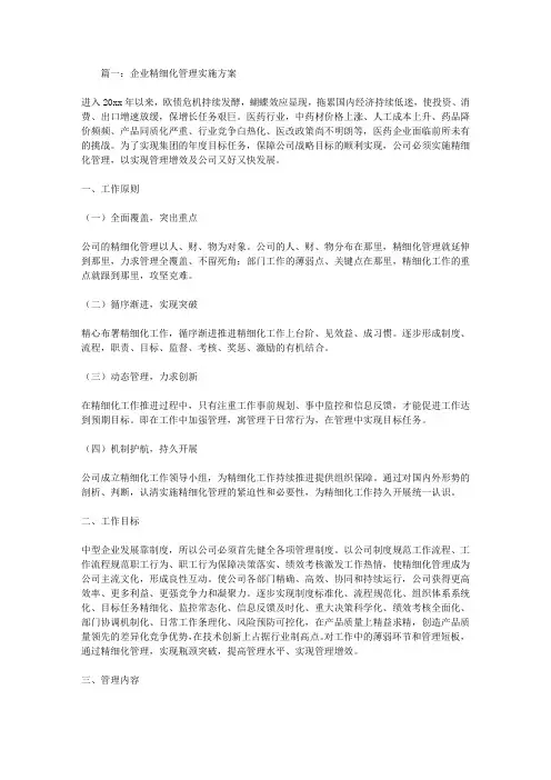 企业精细化管理实施方案 2