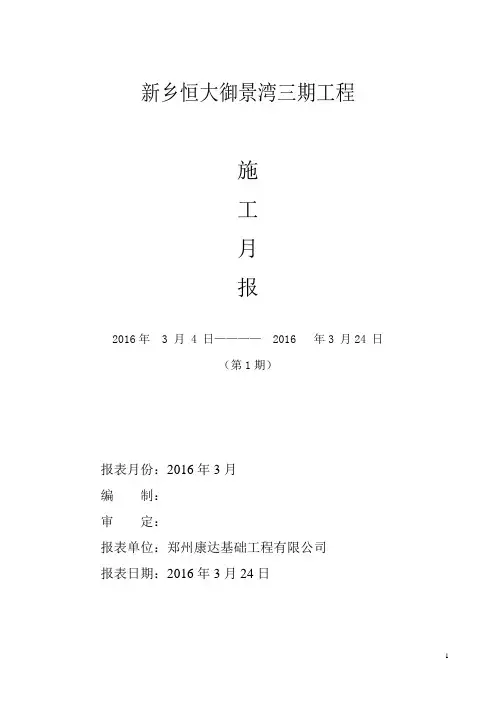 施工月报范本 4