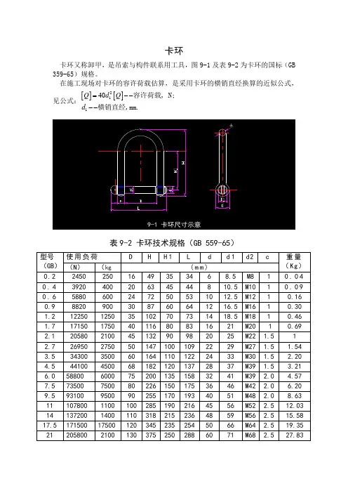 卡环技术规格