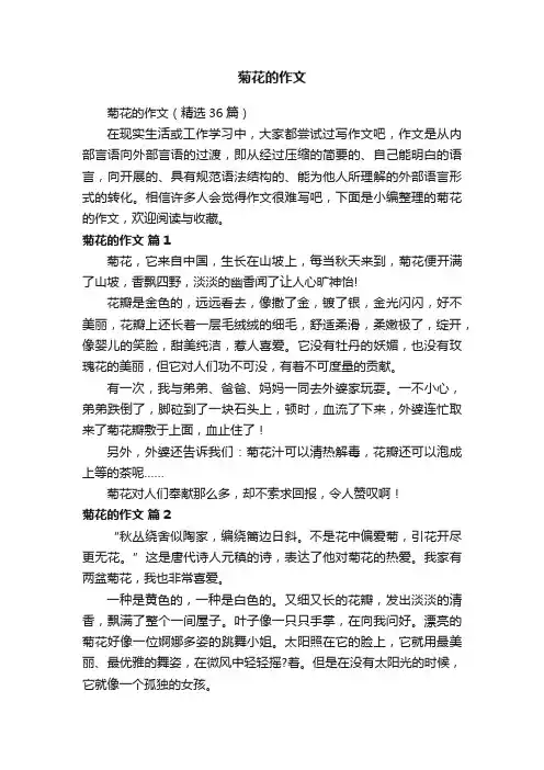 菊花的作文（精选36篇）