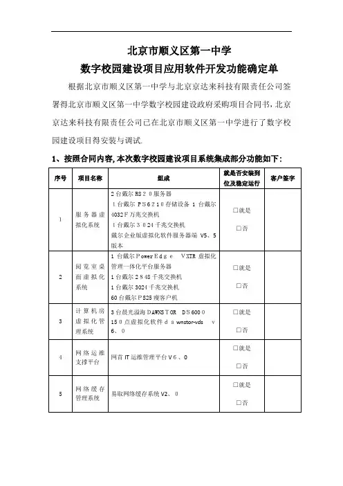 软件项目用户功能确认清单
