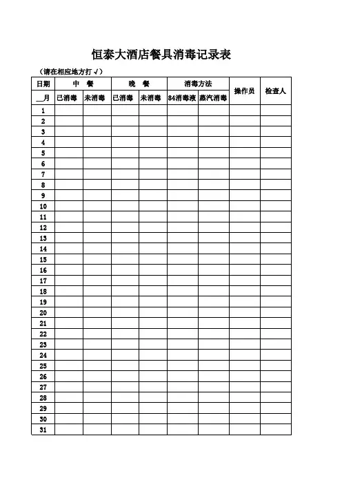 餐具消毒记录表
