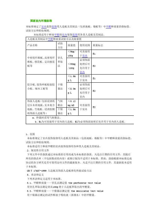 国家室内环境标准