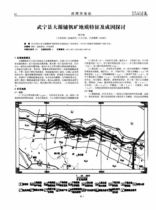 武宁县大源铺钒矿地质特征及成因探讨