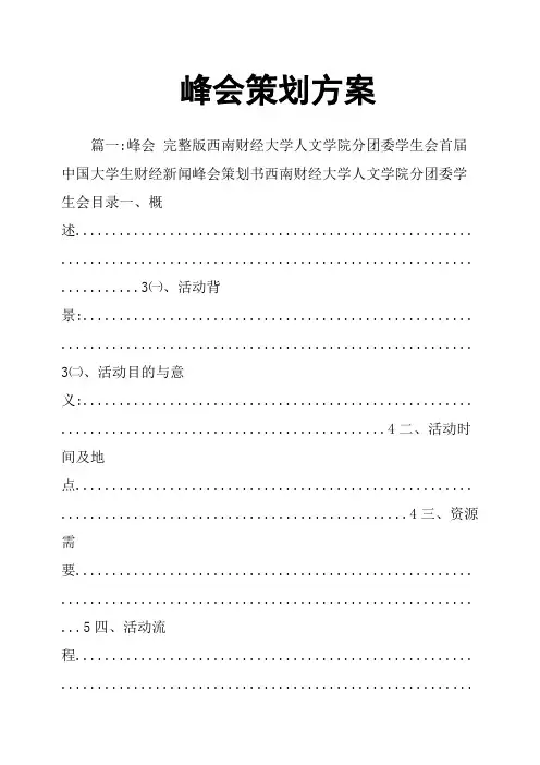 峰会策划方案