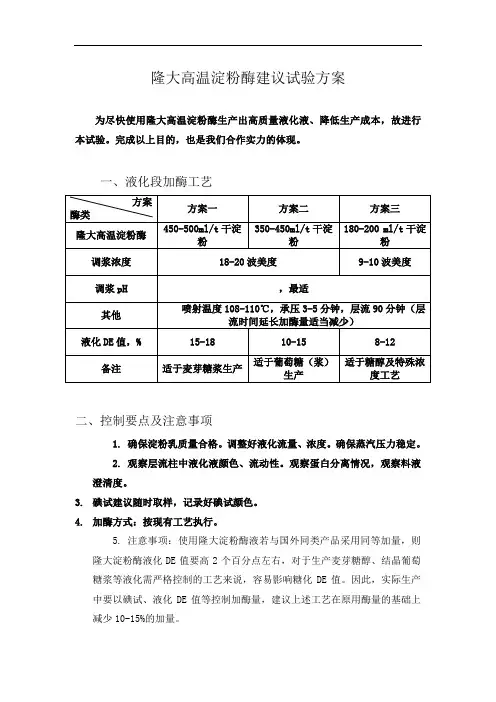 高温淀粉酶使用方法及注意事项