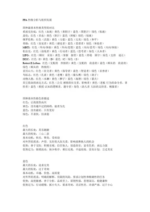 乐嘉性格色彩学-FPA教程Word版