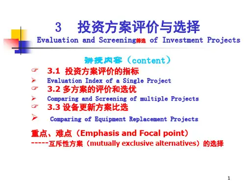 3 投资方案评估与优选