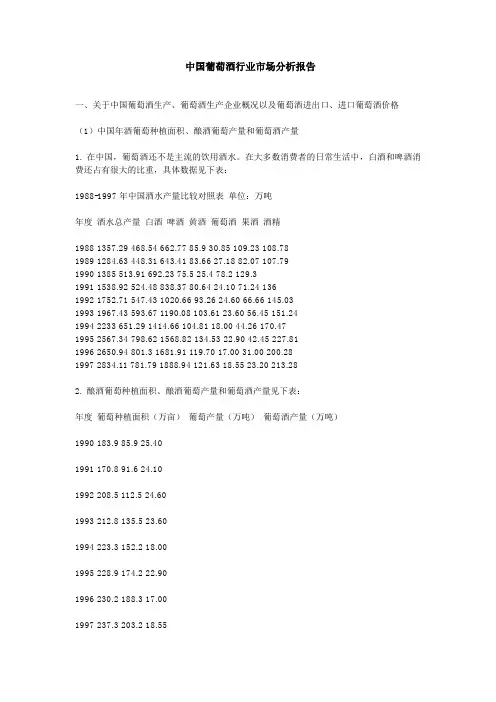 中国葡萄酒行业市场分析报告