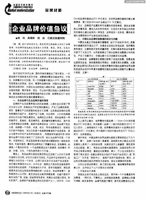 企业品牌价值刍议