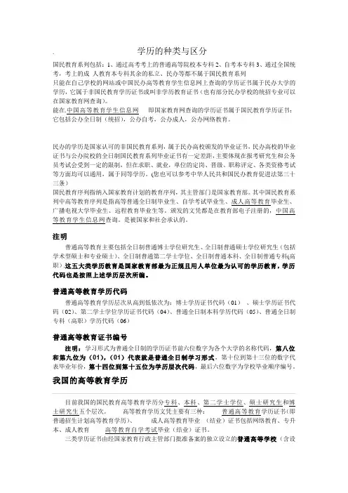 学历的种类与区分