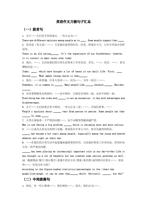 英语写作万能句子