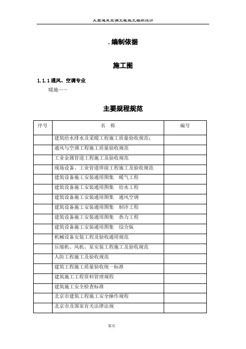 某大厦通风空调工程施工组织设计