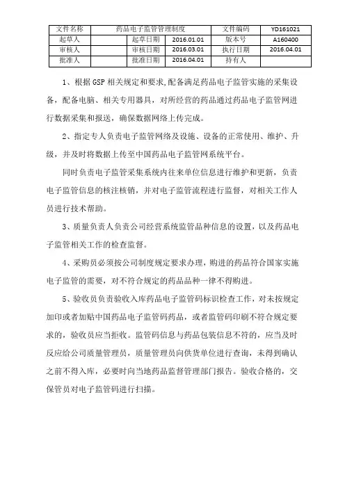 21.药品电子监管管理制度