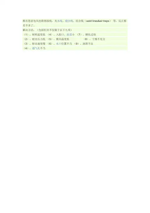 塑料工艺问题