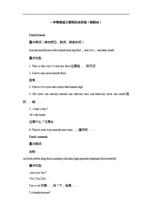 一年级英语上册知识点梳理pdf人教版新起点.pdf