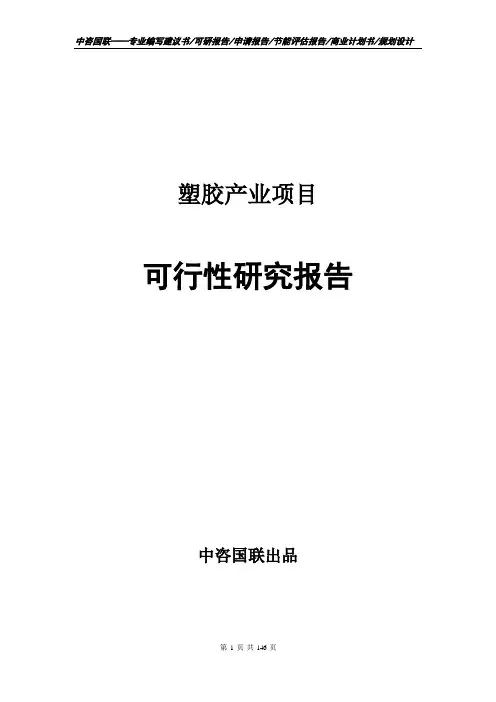 塑胶产业项目可行性研究报告申请报告模板