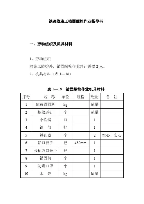 铁路线路工锚固螺栓作业指导书
