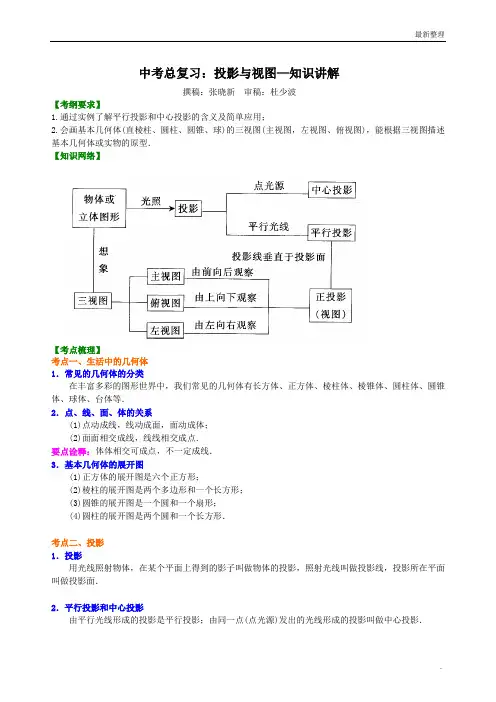 中考总复习：投影与视图--知识讲解 2