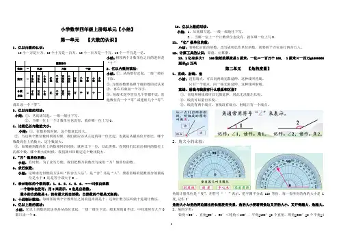 人教版小学四年级数学上册--单元知识点总结复习