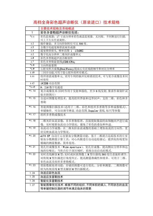 进口彩超技术参数