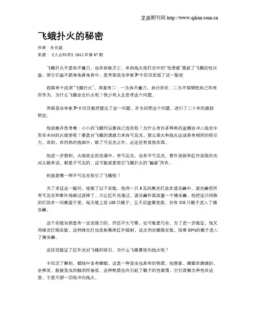 飞蛾扑火的秘密