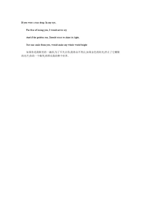 如果你是我眼里的一滴泪