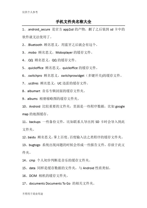 安卓手机文件夹名称大全