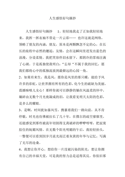 人生感悟好句摘抄
