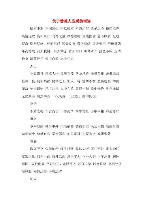 关于赞美人品质的词语