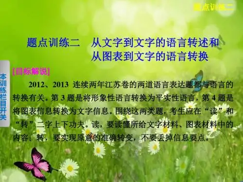 高考语文二轮复习题点训练课件：语言文字运用  题点训练二 从文字到文字的语言转述和从图表到文字的语言转
