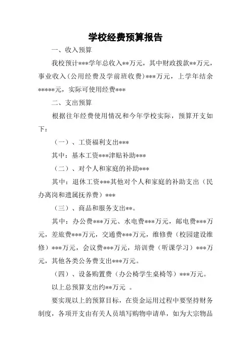 学校经费预算报告