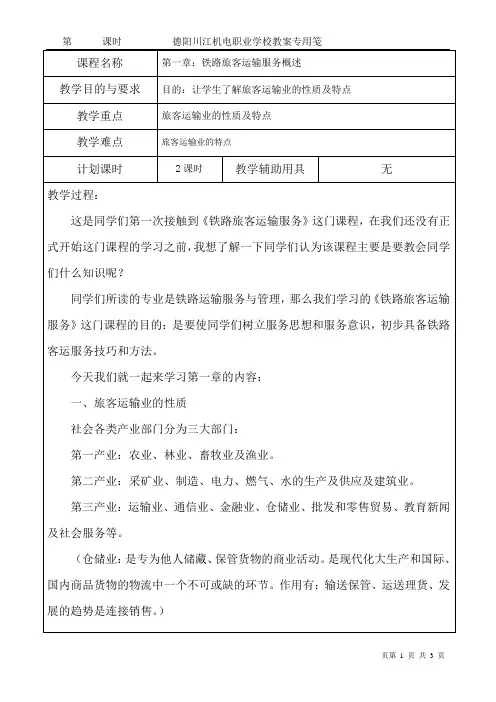 铁路旅客运输服务