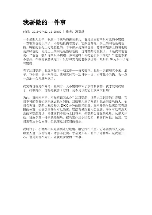 我骄傲的一件事