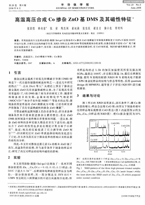 高温高压合成Co掺杂ZnO基DMS及其磁性特征