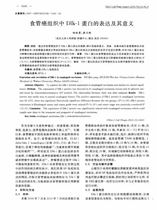 食管癌组织中Dlk-1蛋白的表达及其意义