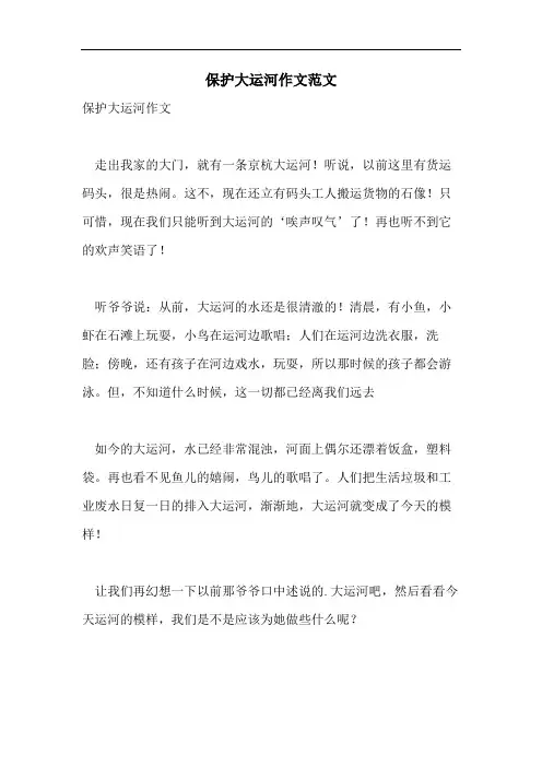 保护大运河作文范文